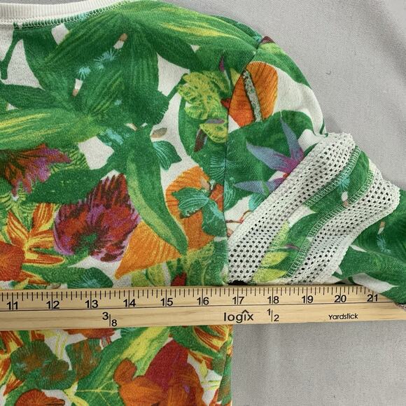 Juicy Couture Top Womens Small Metallic Spell Out Tropical Green Orange Vintage - Picture 7 of 7